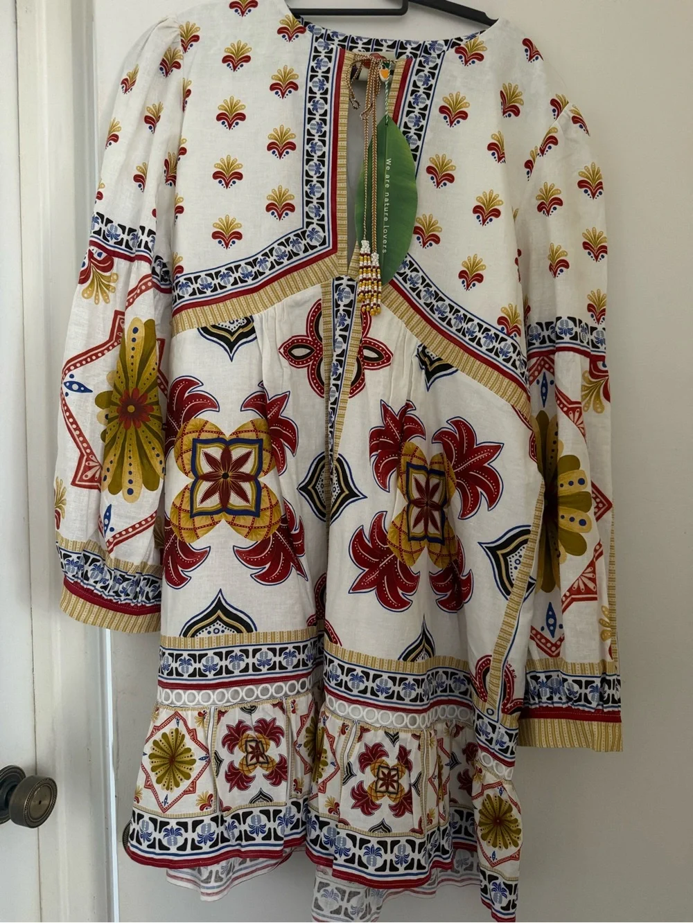 FARM Rio White Mini Dress with Red, Yellow & Blue Floral Motif - Picture 4 of 11